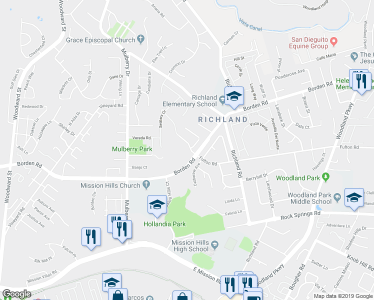 map of restaurants, bars, coffee shops, grocery stores, and more near 793 Fulton Road in San Marcos