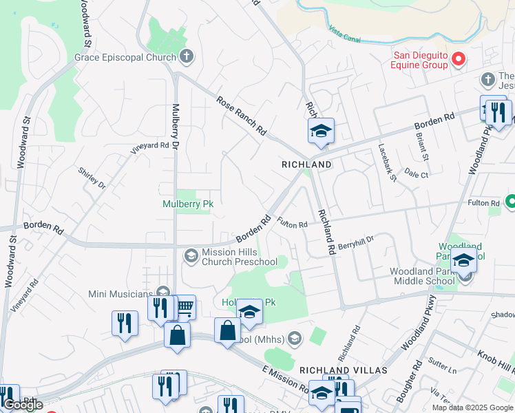 map of restaurants, bars, coffee shops, grocery stores, and more near 799 Fulton Road in San Marcos