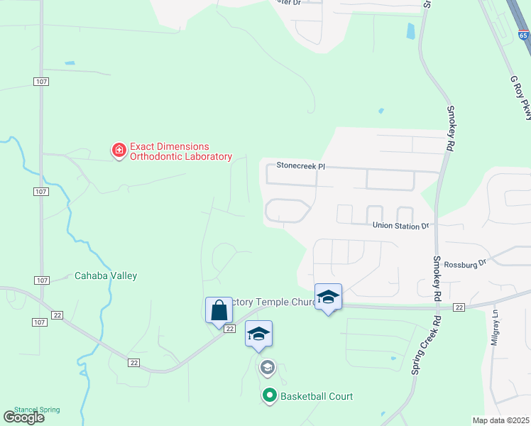 map of restaurants, bars, coffee shops, grocery stores, and more near 4915 Stonecreek Way in Calera