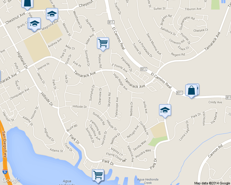 map of restaurants, bars, coffee shops, grocery stores, and more near 4623 Telescope Avenue in Carlsbad