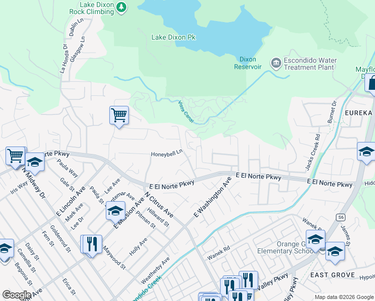 map of restaurants, bars, coffee shops, grocery stores, and more near 773 Sungold Way in Escondido