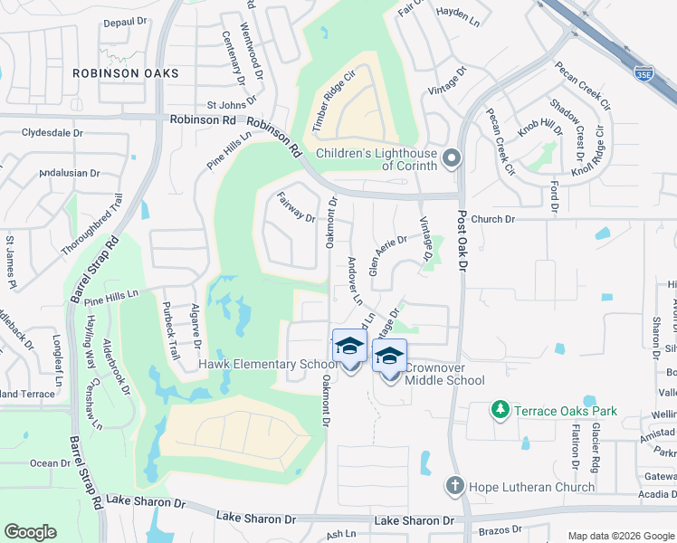 map of restaurants, bars, coffee shops, grocery stores, and more near 1712 Bradford Court in Corinth