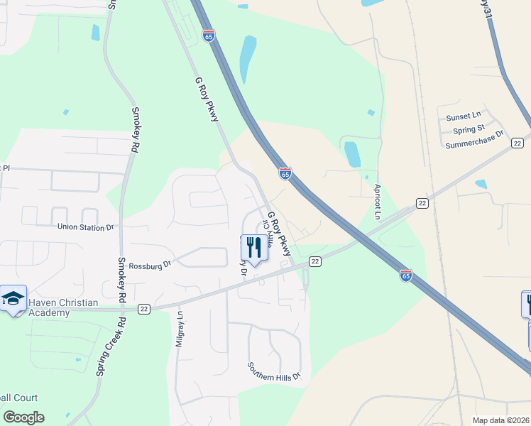 map of restaurants, bars, coffee shops, grocery stores, and more near 472 Daventry Circle in Calera