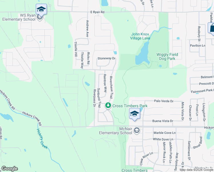 map of restaurants, bars, coffee shops, grocery stores, and more near 7212 Riverchase Trail in Denton