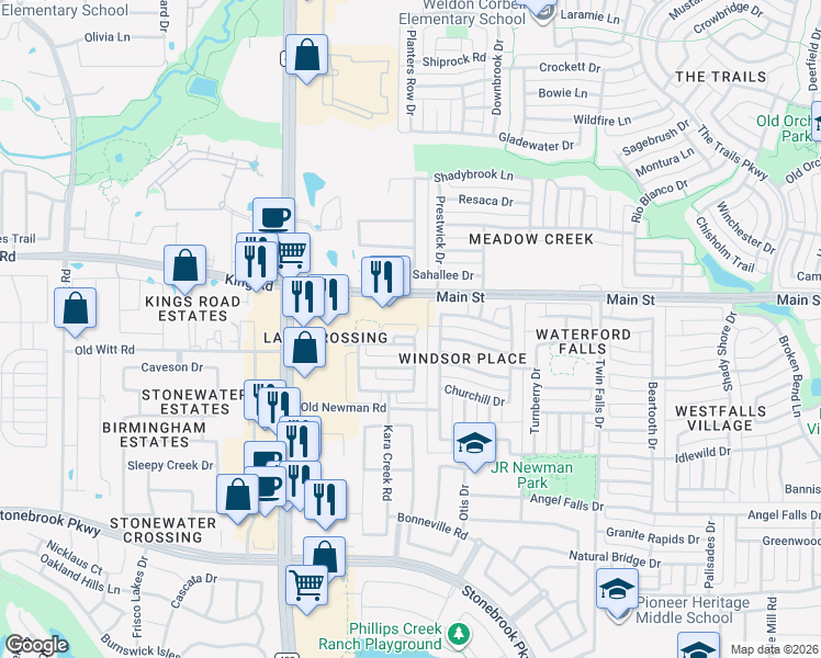 map of restaurants, bars, coffee shops, grocery stores, and more near 655 Cotley Drive in Frisco