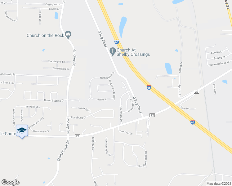 map of restaurants, bars, coffee shops, grocery stores, and more near 143 King Richards Way in Calera