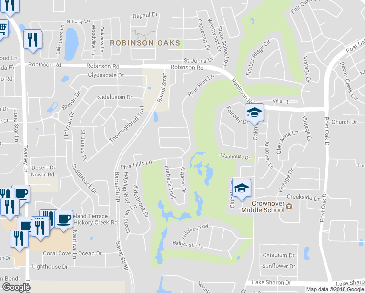 map of restaurants, bars, coffee shops, grocery stores, and more near 4009 Black Butte Drive in Denton