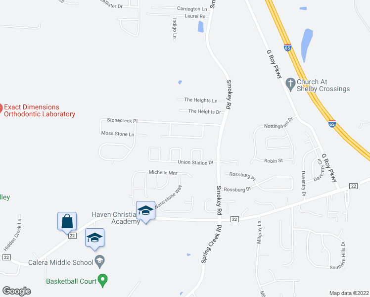 map of restaurants, bars, coffee shops, grocery stores, and more near 528 Union Station Place in Calera