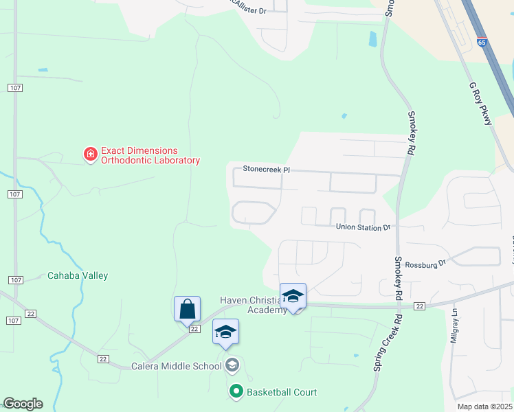 map of restaurants, bars, coffee shops, grocery stores, and more near 4878 Stonecreek Way in Calera