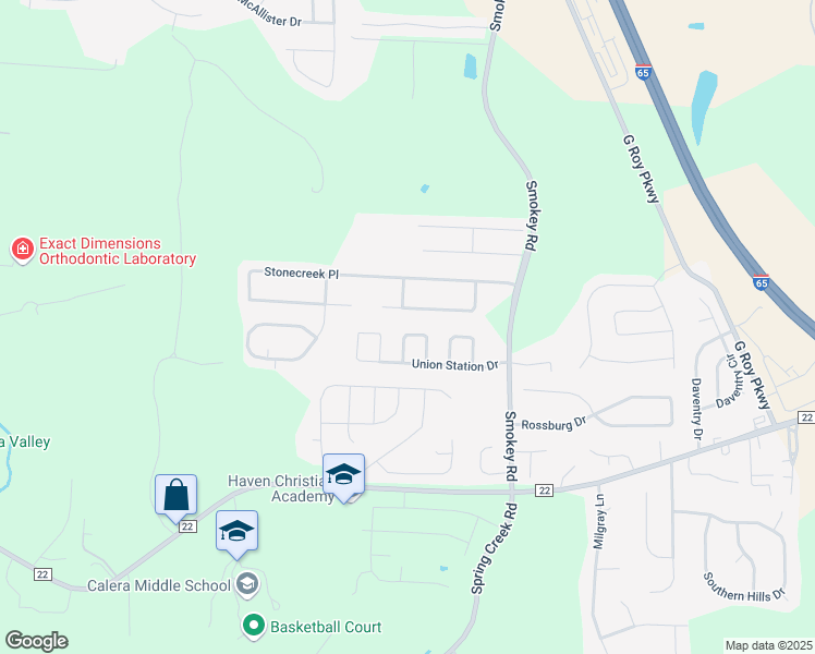 map of restaurants, bars, coffee shops, grocery stores, and more near 560 Union Station Place in Calera