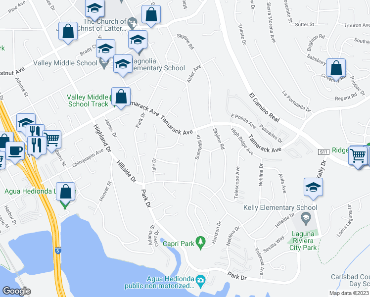map of restaurants, bars, coffee shops, grocery stores, and more near 1761 Cape May Place in Carlsbad