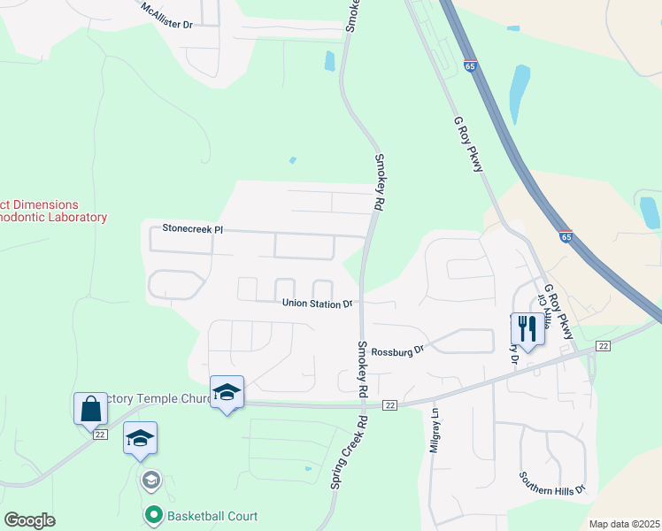 map of restaurants, bars, coffee shops, grocery stores, and more near 133 Creekstone Trail in Calera