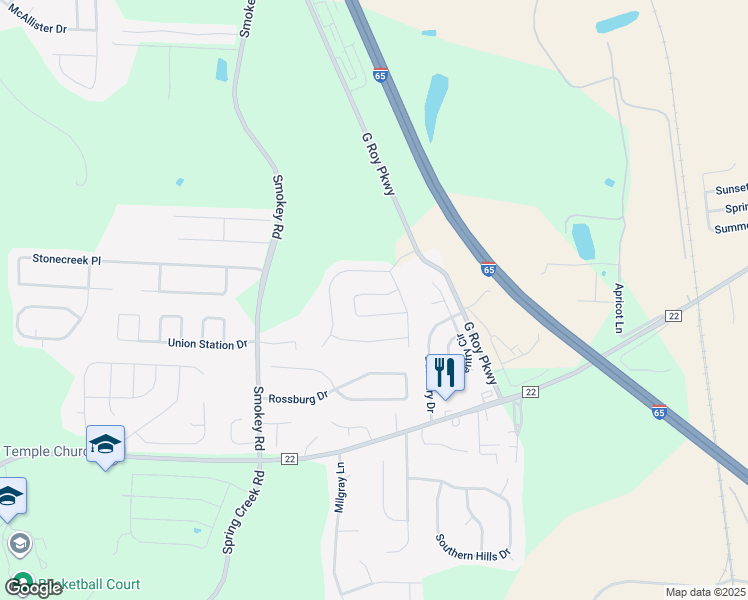 map of restaurants, bars, coffee shops, grocery stores, and more near 409 Sherwood Circle in Calera
