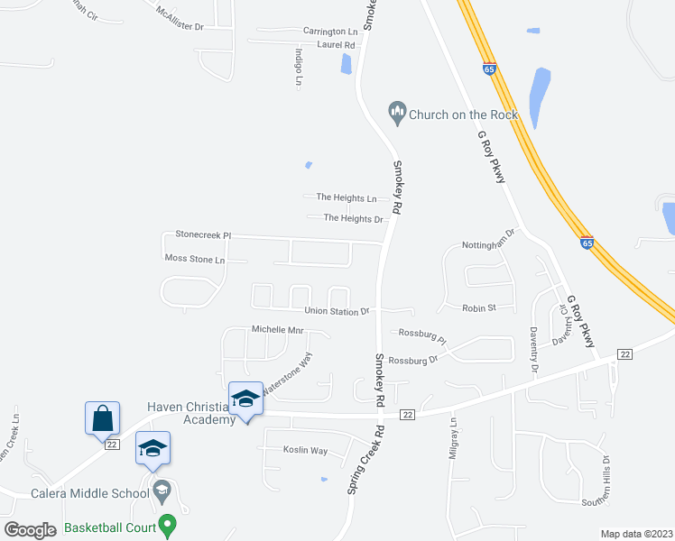 map of restaurants, bars, coffee shops, grocery stores, and more near 149 Creekstone Trail in Calera