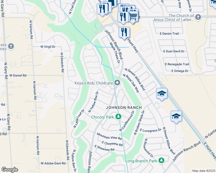 map of restaurants, bars, coffee shops, grocery stores, and more near 30052 North Sunray Drive in San Tan Valley