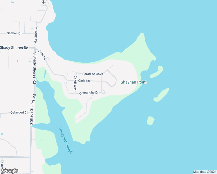 map of restaurants, bars, coffee shops, grocery stores, and more near 630 Cielo Ln in Shady Shores