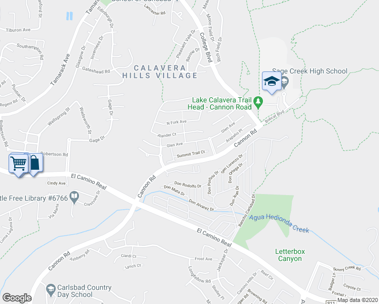 map of restaurants, bars, coffee shops, grocery stores, and more near 4837 Mesa Trail Place in Carlsbad