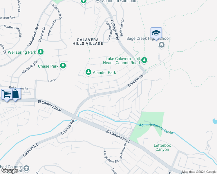 map of restaurants, bars, coffee shops, grocery stores, and more near 4837 Mesa Trail Place in Carlsbad