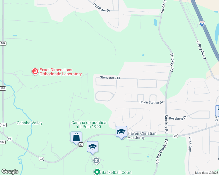 map of restaurants, bars, coffee shops, grocery stores, and more near 4873 Stonecreek Way in Calera