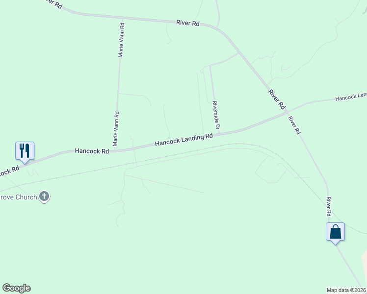 map of restaurants, bars, coffee shops, grocery stores, and more near 2546 Hancock Landing Road in Waynesboro