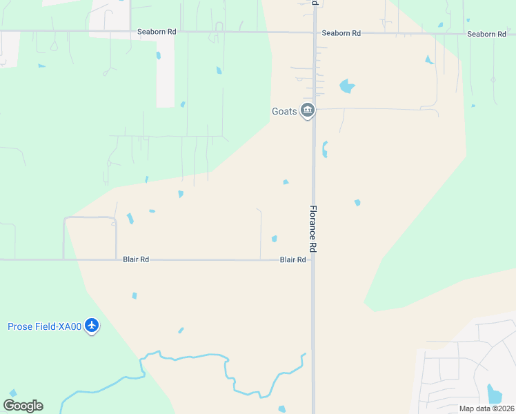 map of restaurants, bars, coffee shops, grocery stores, and more near 7990 Blair Road in Justin