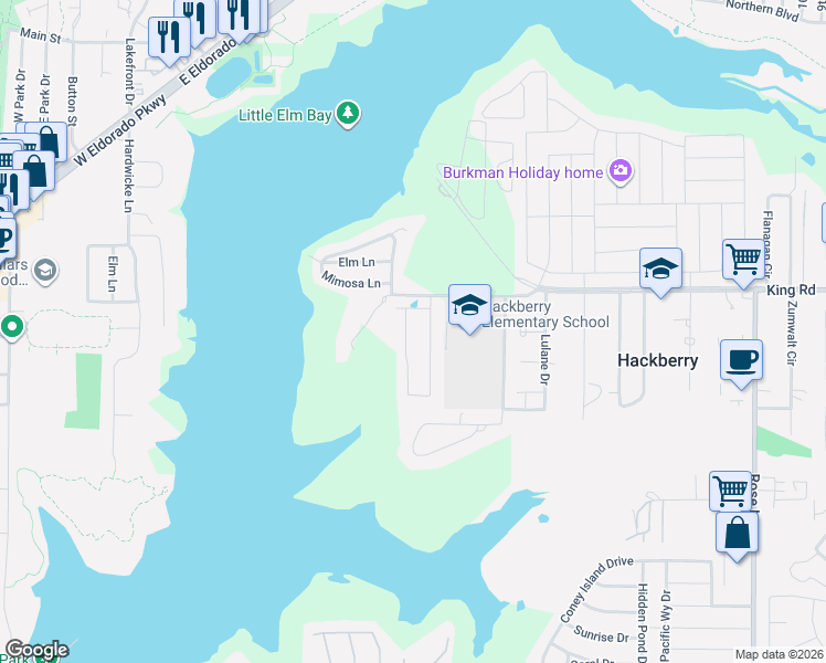 map of restaurants, bars, coffee shops, grocery stores, and more near 4404 Bayport Drive in Frisco