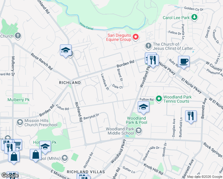 map of restaurants, bars, coffee shops, grocery stores, and more near 1068 Janet Place in San Marcos