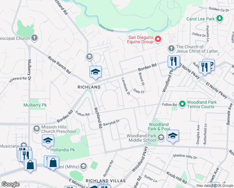 map of restaurants, bars, coffee shops, grocery stores, and more near Vista Verde in San Marcos