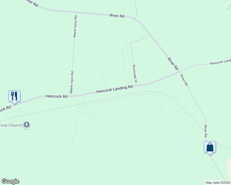 map of restaurants, bars, coffee shops, grocery stores, and more near 2546 Hancock Landing Road in Waynesboro