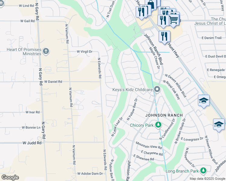 map of restaurants, bars, coffee shops, grocery stores, and more near 30196 North Bismark Street in Queen Creek