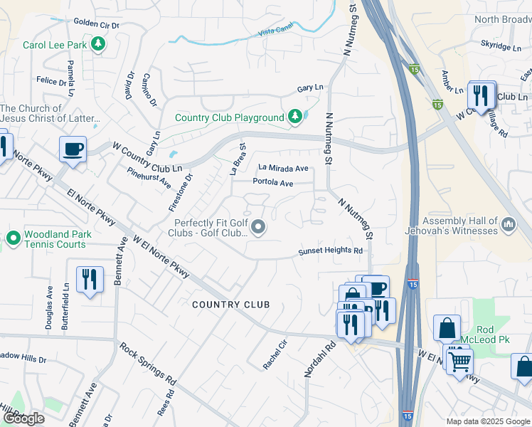 map of restaurants, bars, coffee shops, grocery stores, and more near 2034 Bolsa Chica Glen in Escondido