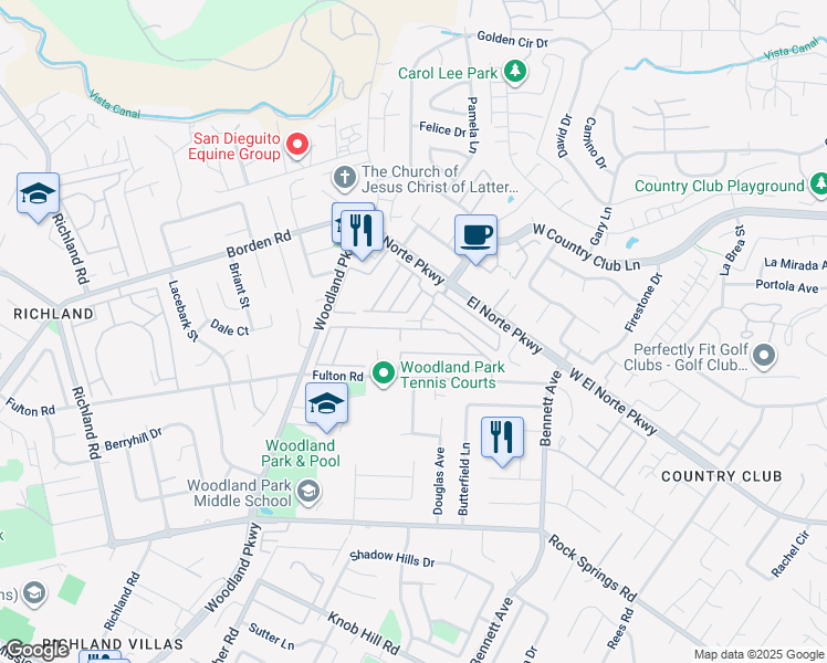 map of restaurants, bars, coffee shops, grocery stores, and more near 1401 El Norte Parkway in San Marcos