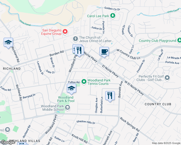 map of restaurants, bars, coffee shops, grocery stores, and more near 1401 El Norte Parkway in San Marcos