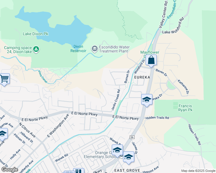 map of restaurants, bars, coffee shops, grocery stores, and more near 2959 Burnet Drive in Escondido