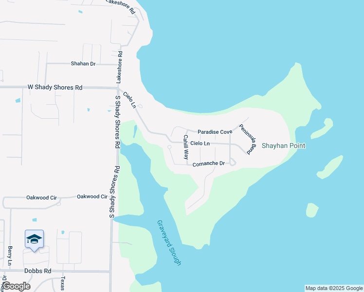 map of restaurants, bars, coffee shops, grocery stores, and more near 1100 Cahill Way in Shady Shores