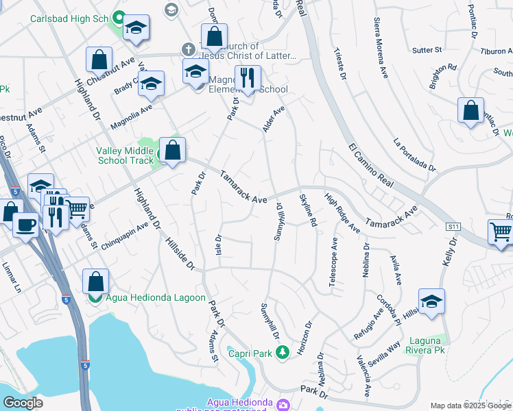 map of restaurants, bars, coffee shops, grocery stores, and more near 1761 Cape May Place in Carlsbad