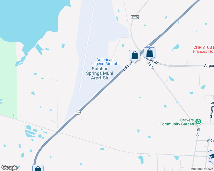 map of restaurants, bars, coffee shops, grocery stores, and more near Texas 19 in Sulphur Springs