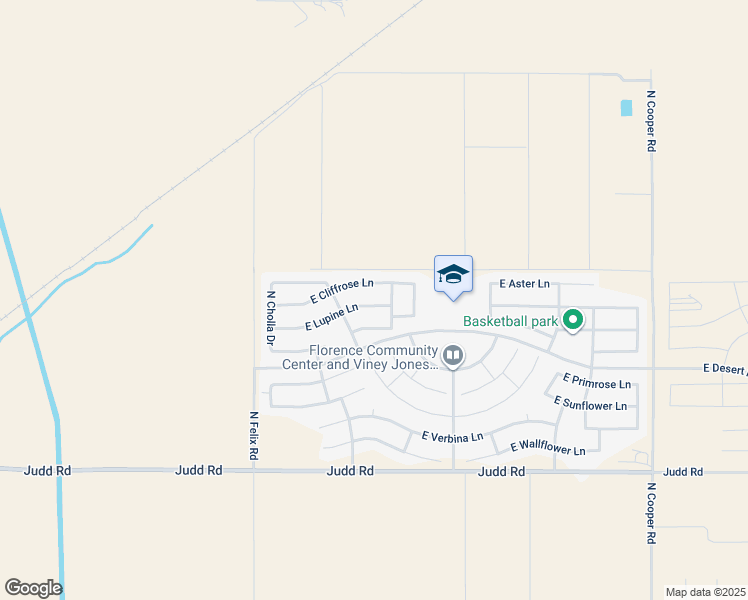 map of restaurants, bars, coffee shops, grocery stores, and more near 10668 East Lupine Lane in Florence