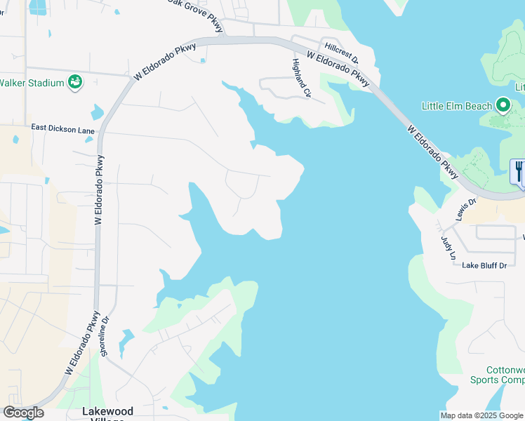 map of restaurants, bars, coffee shops, grocery stores, and more near 6040 Pinnacle Circle in Little Elm