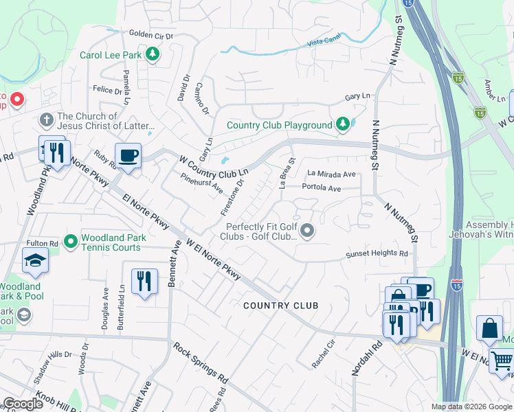map of restaurants, bars, coffee shops, grocery stores, and more near 1970 Julie Dawn Place in Escondido