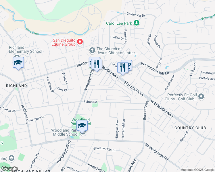 map of restaurants, bars, coffee shops, grocery stores, and more near 1401 El Norte Parkway in San Marcos