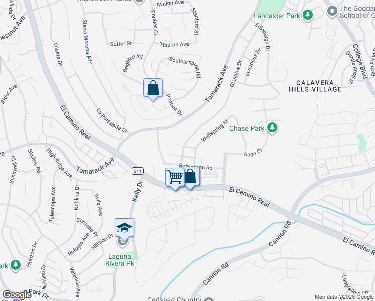 map of restaurants, bars, coffee shops, grocery stores, and more near 4829 Portola Court in Carlsbad