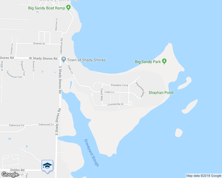 map of restaurants, bars, coffee shops, grocery stores, and more near 1013 Cheyenne Court in Shady Shores