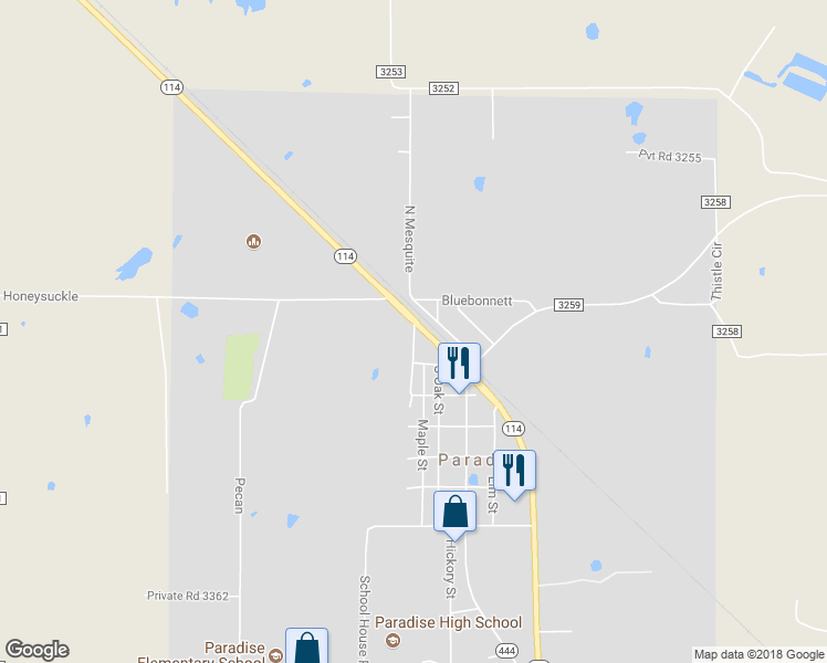 map of restaurants, bars, coffee shops, grocery stores, and more near 202 Mimosa Street in Paradise