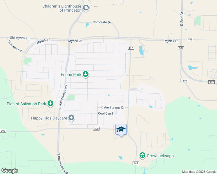 map of restaurants, bars, coffee shops, grocery stores, and more near 1503 County Road 447 in Princeton