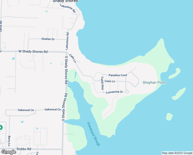 map of restaurants, bars, coffee shops, grocery stores, and more near 110 Paradise Cove in Shady Shores