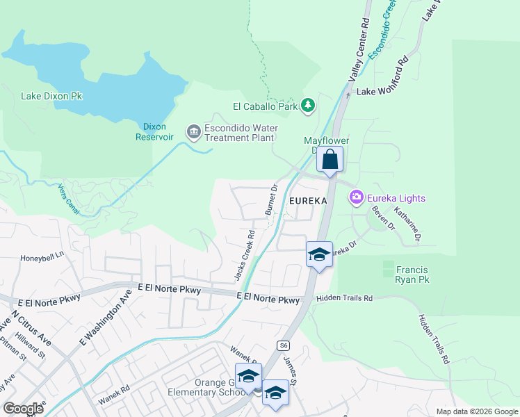 map of restaurants, bars, coffee shops, grocery stores, and more near 2977 Rangpur Court in Escondido