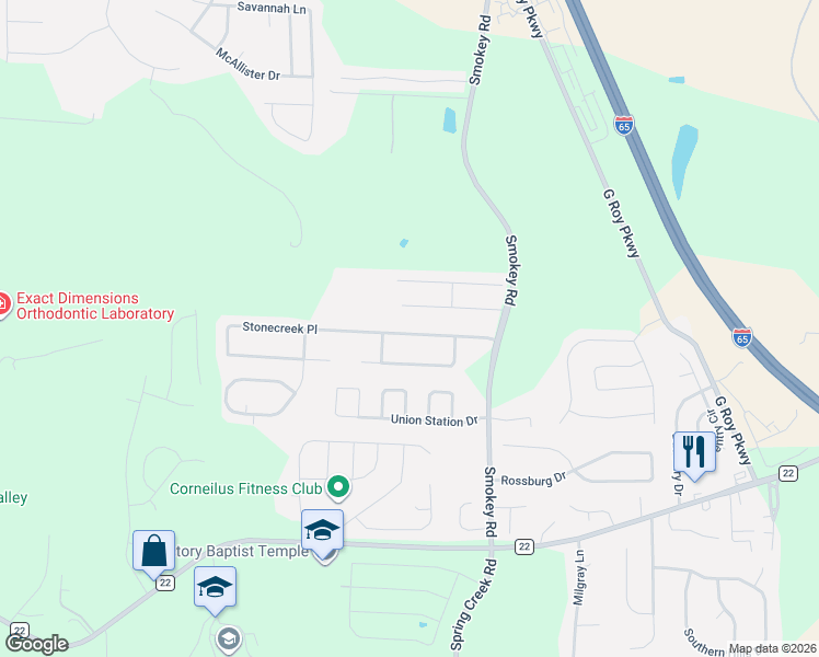 map of restaurants, bars, coffee shops, grocery stores, and more near 152 Stonecreek Place in Calera