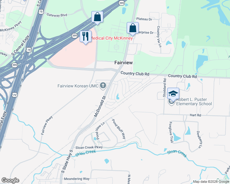 map of restaurants, bars, coffee shops, grocery stores, and more near 4879 Ellie Lane in Fairview