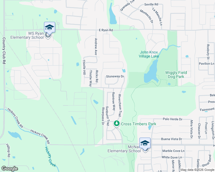 map of restaurants, bars, coffee shops, grocery stores, and more near 808 Circle View Lane in Denton